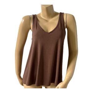 OLD NAVY Womens Size Medium Sleeveless Brown V Neck Stretch Luxe Tank Top Shirt
